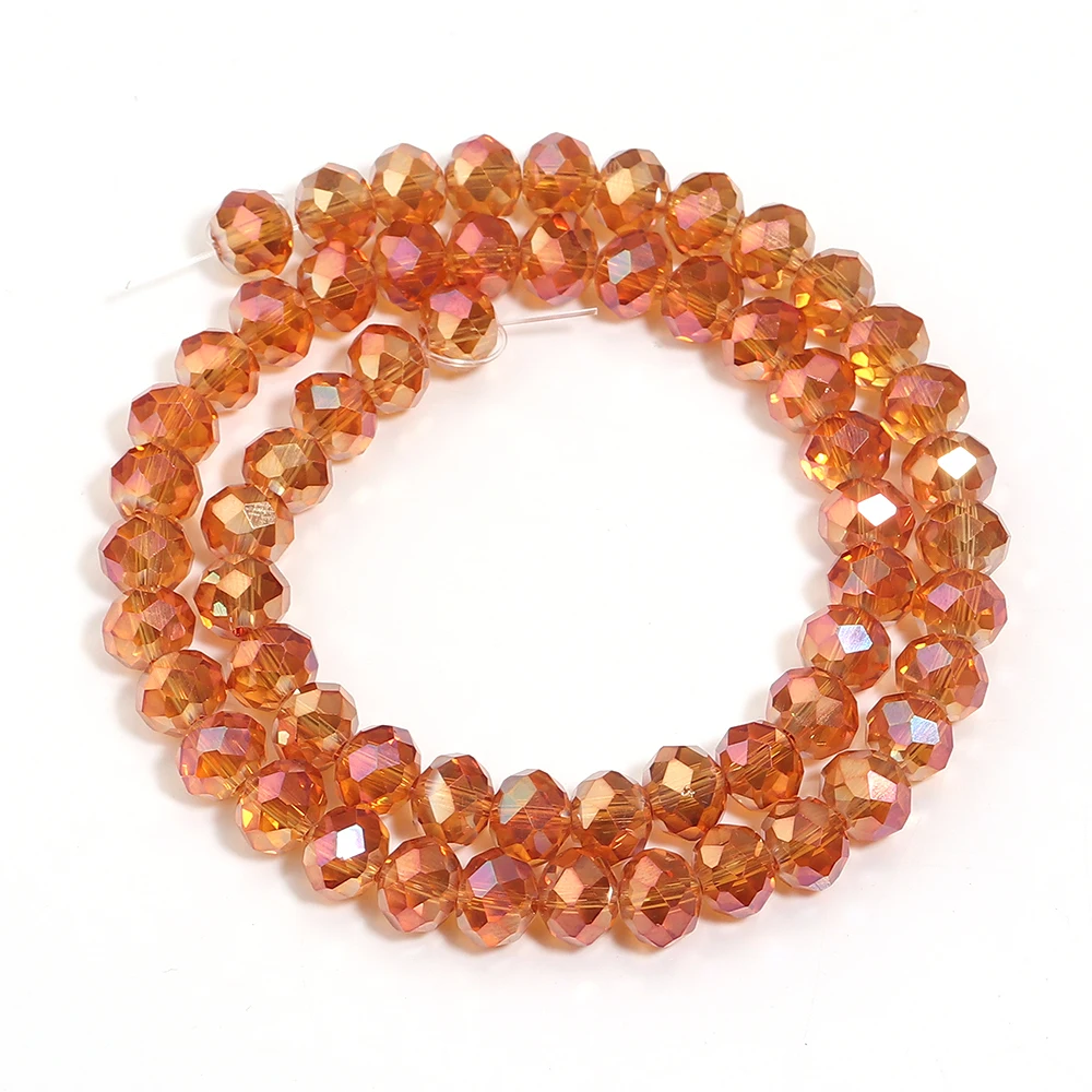 1 Strang 4/6/8 mm facettierte Kristallperlen Orange Rot Rondelle Glas lose Perlen für Schmuckherstellung DIY Armband Halskette Zubehör – Detail 11
