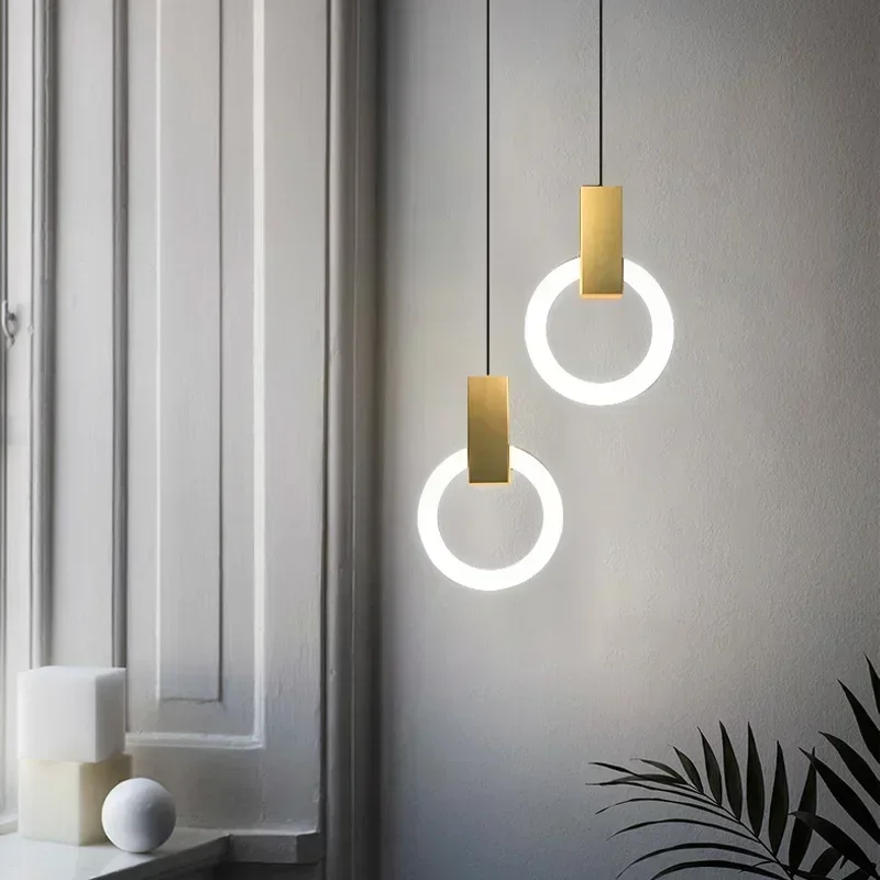 Modern Nordic Simple LED Pendant Light Living Room Stairs Ring Chandelier Creative Dining Room Bedroom LED Ceiling Pendant Lamp - Image 5