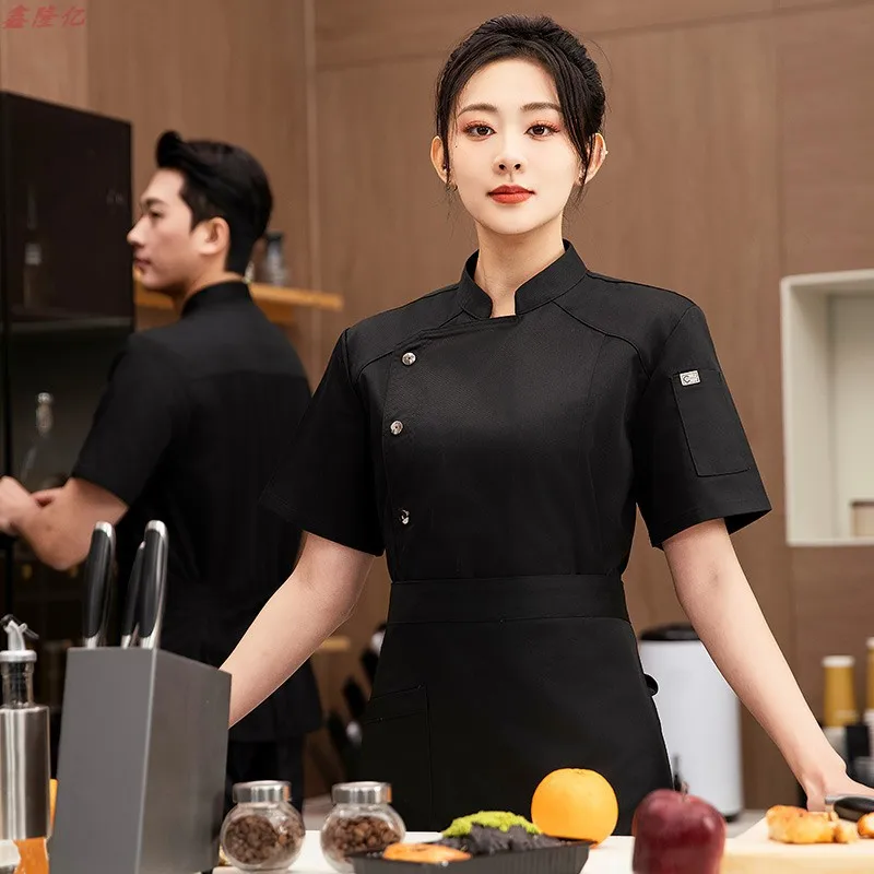 ฤดูร้อนบางBreathableตาข่ายแขนสั้นเสื้อเชฟสําหรับจัดเลี้ยงโรงแรมร้านอาหารโรงอาหารPastry Baker Workwearเสื้อผ้าห้องครัว