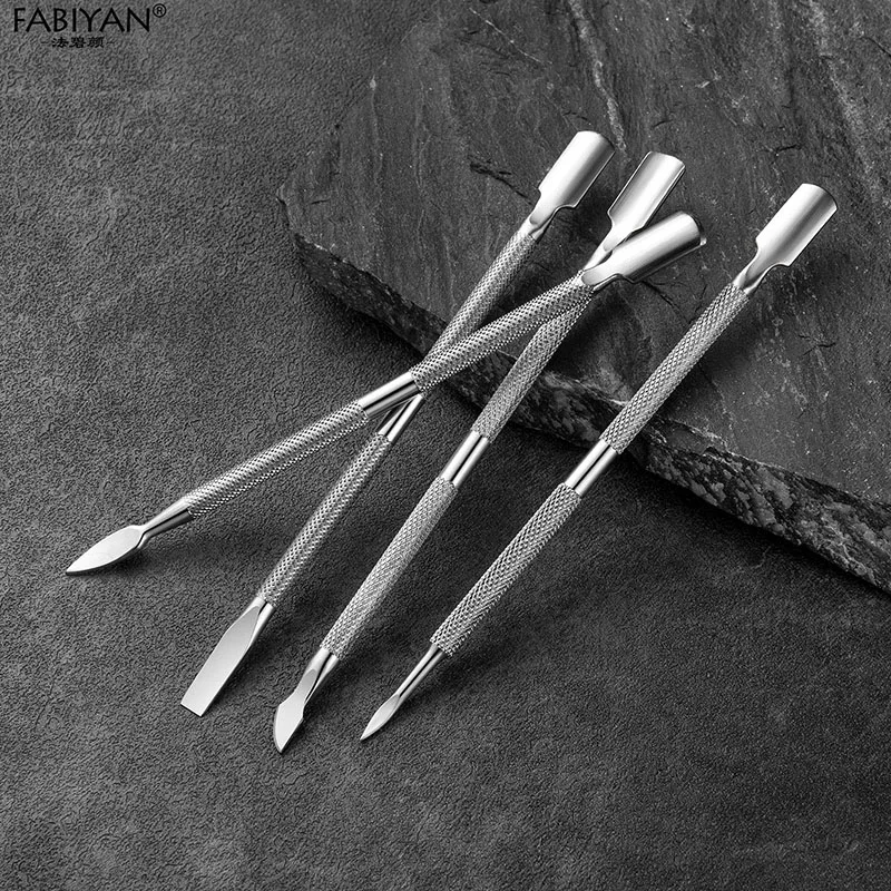 Double Sided Stainless Steel Metal Cuticle Dead Skin Pusher Trimmer Remover Push Finger Tip Nail Art Manicure Pedicure Care Tool