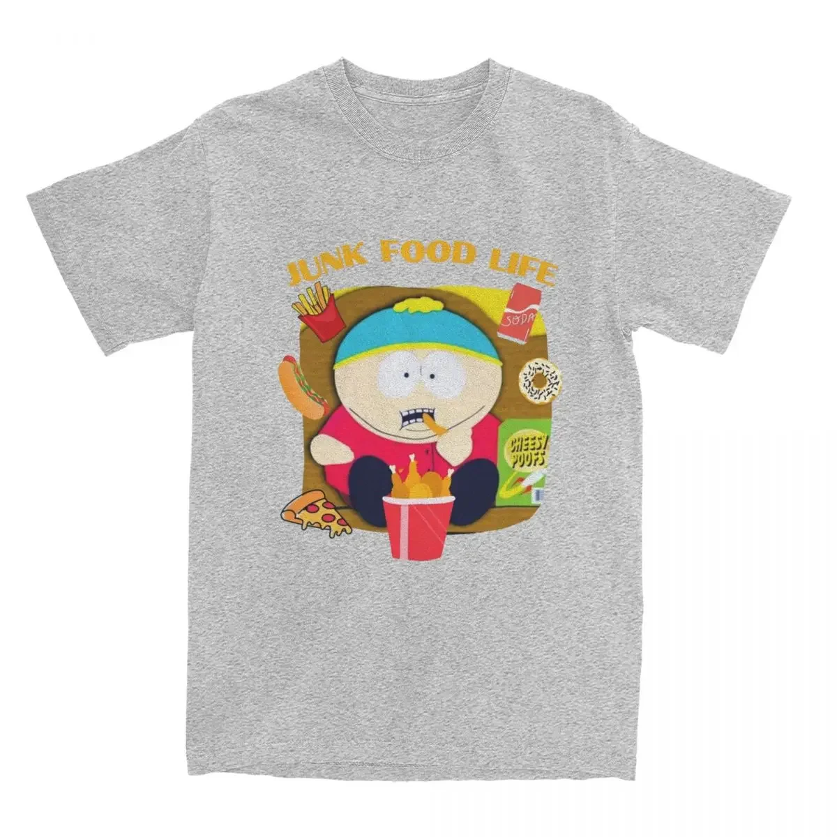 Crew Neck Junk Food Life Cartman Tees Short Sleeve Tops harajuku South-Parks Cartoon T Shirts Men Pure Cotton Casual T-Shirts