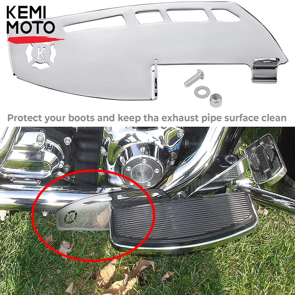 KEMIMOTO Motorcycle Driver Floorboard Footboard Heel Guard For Touring Road King Electra Glide Softail CVO Ultra FLTRUSE