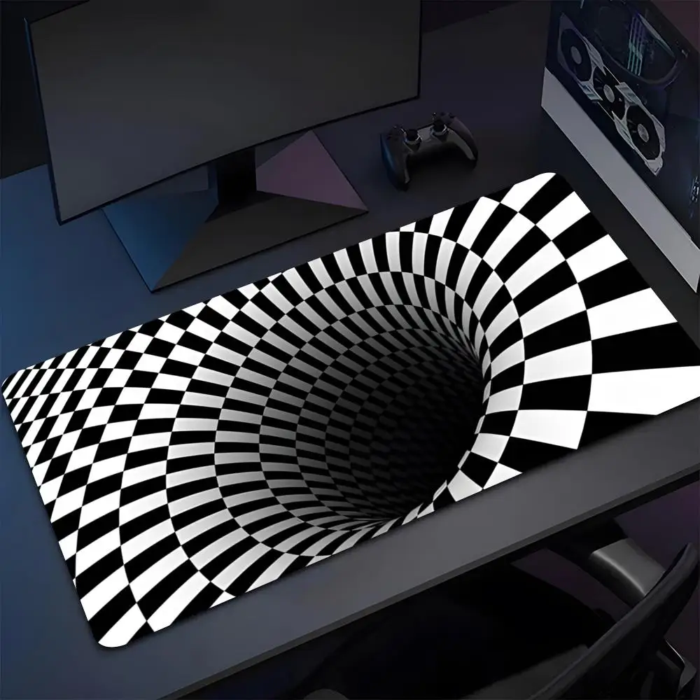 Black And White Checkered Mouse Pad large keyboard plain color desk pad non-slip rubber gaming mouse pad laptop carpet 1200x600