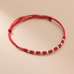 Handmade Braided Red String Bracelet Lucky 8 Beads Rope Couple Bracelet Protection For Women Girl Adjustable Jewelry Gifs