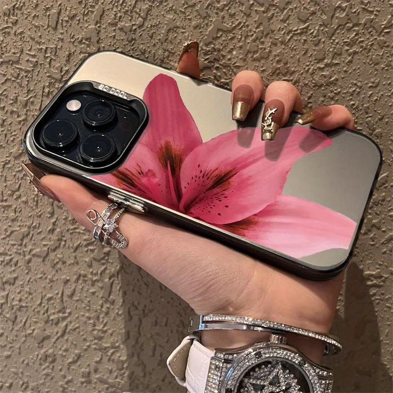 

Pink Lily Flower Pattern for iPhone 16PROMAX Phone Case for iPhone 15PROMAX/14/16PLUS/15/13P/12/11/X/XR/XMAX Business Anti Drop
