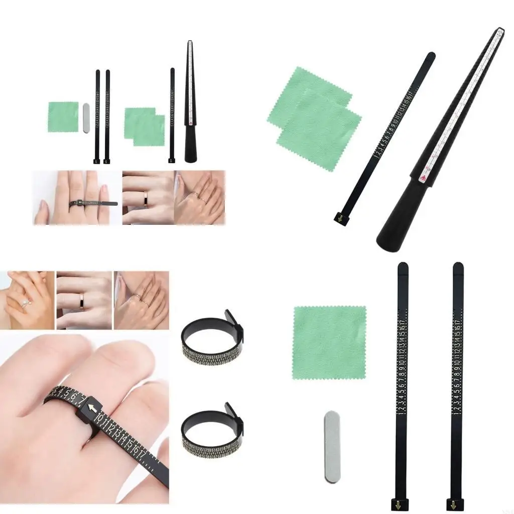 

N2UE 4Pcs/Set Rings Size Measurement Set Convenient Tool with Wiping Cloth and Sponge