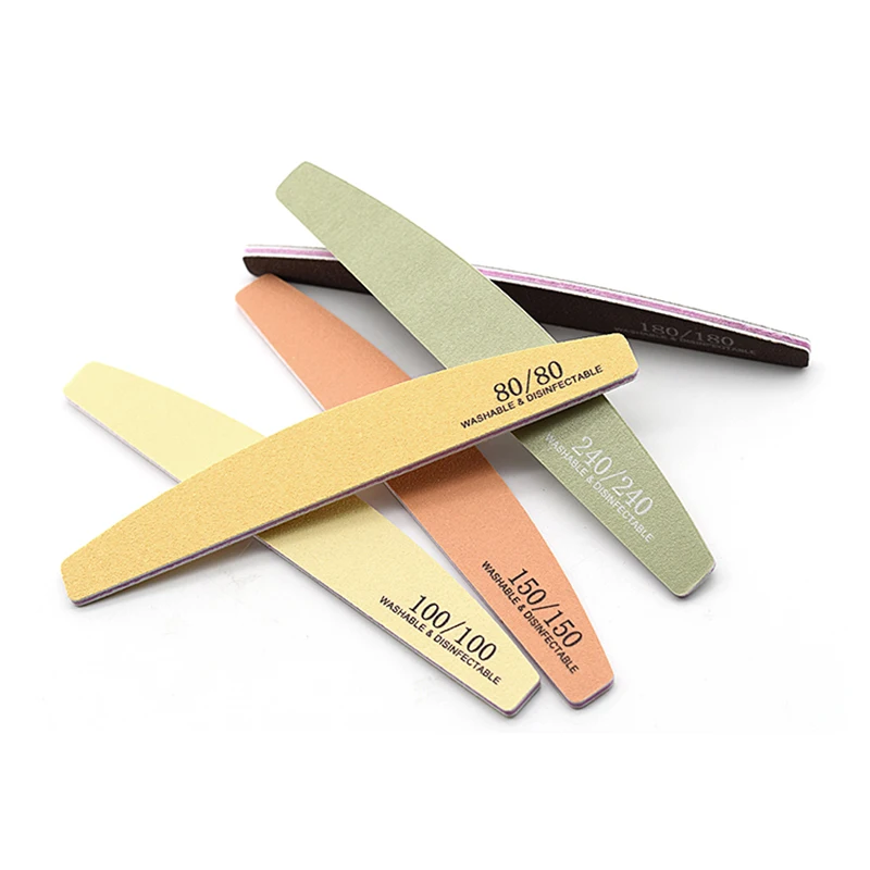 10Pcs Macron Color Nail Files 80/80 100/100 150/150 180/180 240/240 Grit Boat Shape Nails Buffer File Nail Supplies Manicure Set