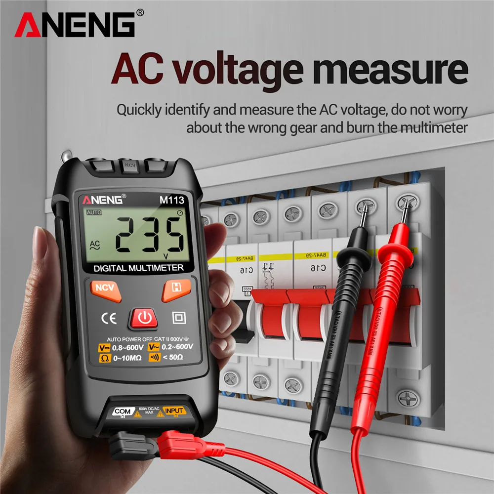 ANENG M113 Pocket Portable Multimeter Tester 1999 Counts Mini Multimeters AC/DC Voltage Auto Machine Multitester Tool