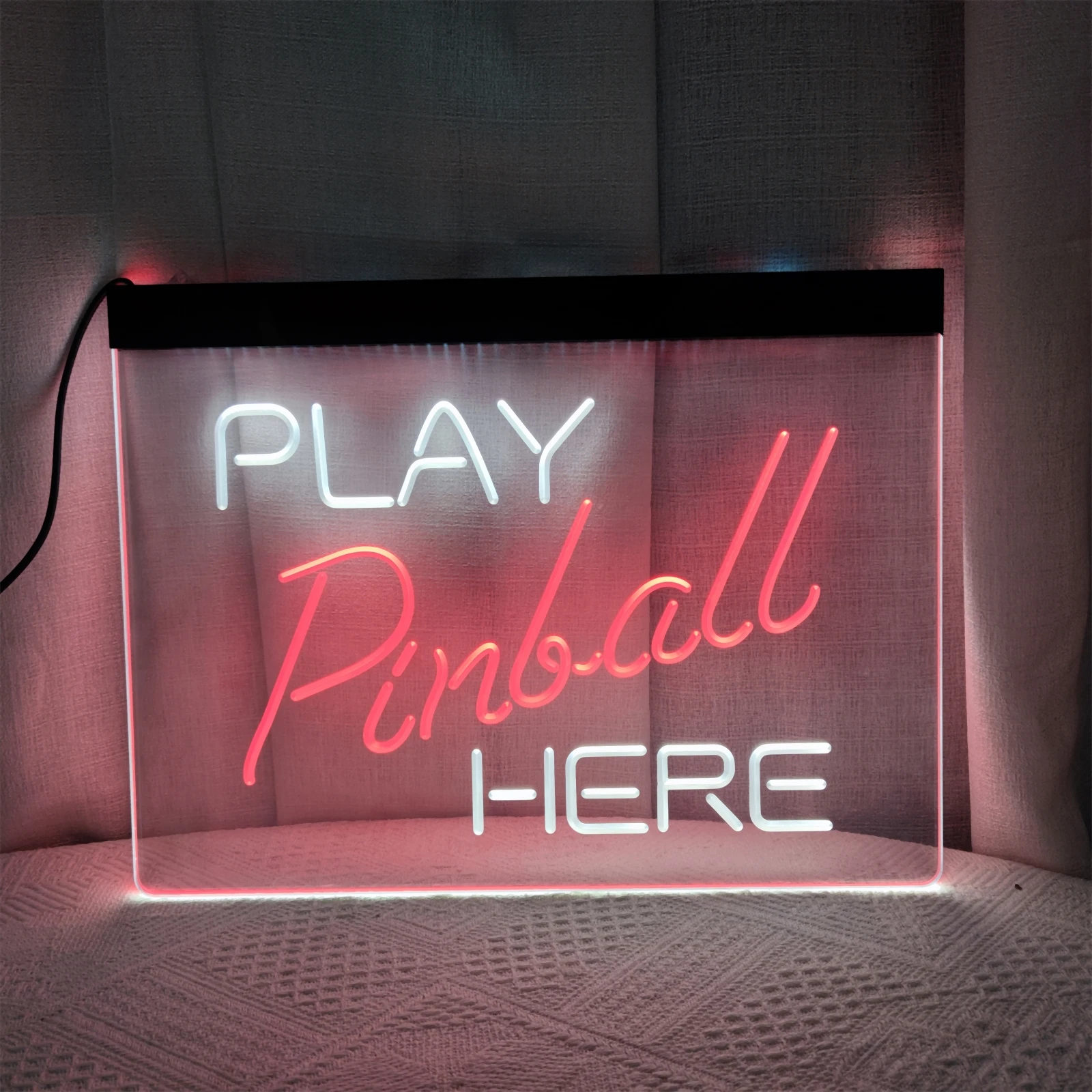 

Pinball Room Play Here Display Game Neon Light Dual Color-3D Carving Wall Art for Home,Room,Office,Shop,Farmhouse Decor