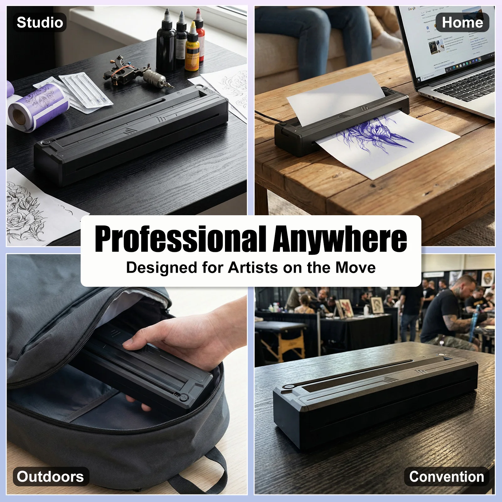 Ambition G2 HD Wireless Inkless Transfer Machine Battery Portable Thermal Tattoo Printer 1500mAh Printer Bluetooth USB Phone PC - view 2