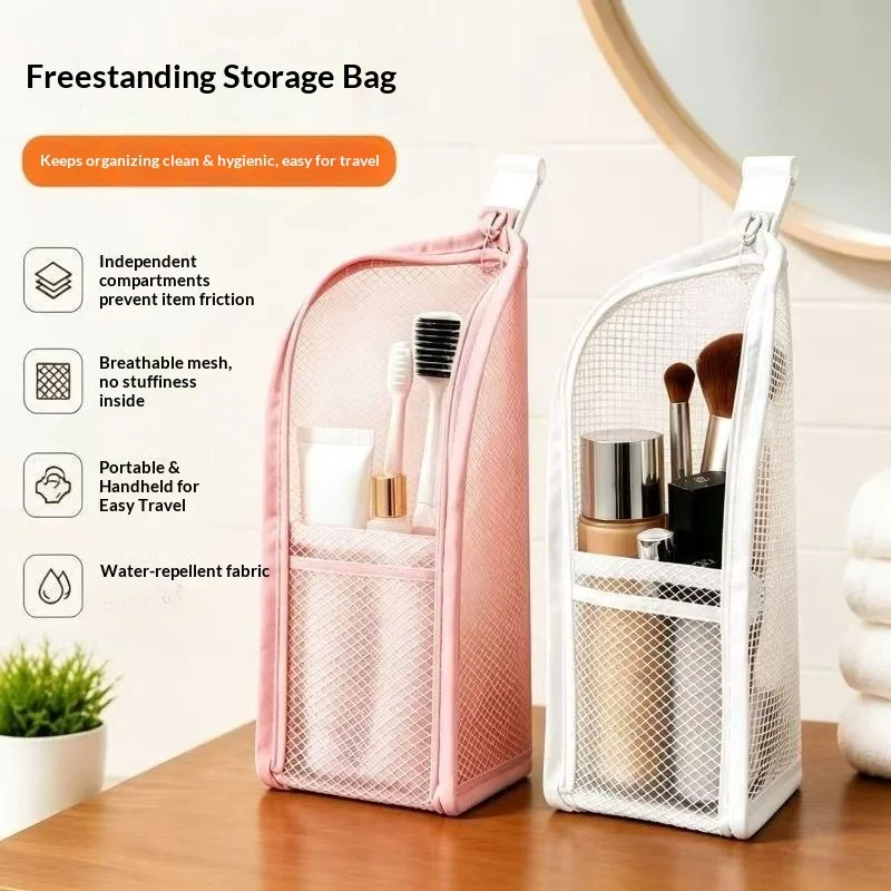 3 Pack Standing Makeup Bags  Waterproof Foldable Travel Toiletry Bags EVA Mesh  Cosmetic Bag for Toiletries,Makeup,Skincare