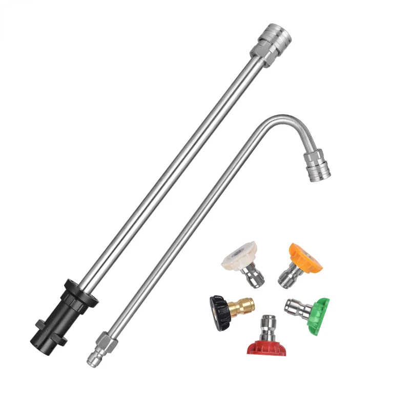 2pcs Auto Pressure Washer Extension Rod Stainless Steel 1/4 Inch & Karcher Quick Connect Power Wash Nozzle Anticorrosion Durable