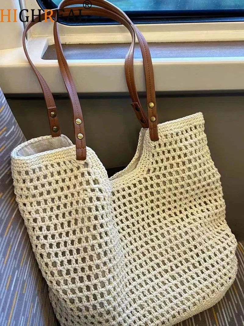 

Плетеная женская сумка через плечо в богемном стиле, летняя модная пляжная сумка-тоут, дорожная сумка-шоппер, плетеные сумки для покупок