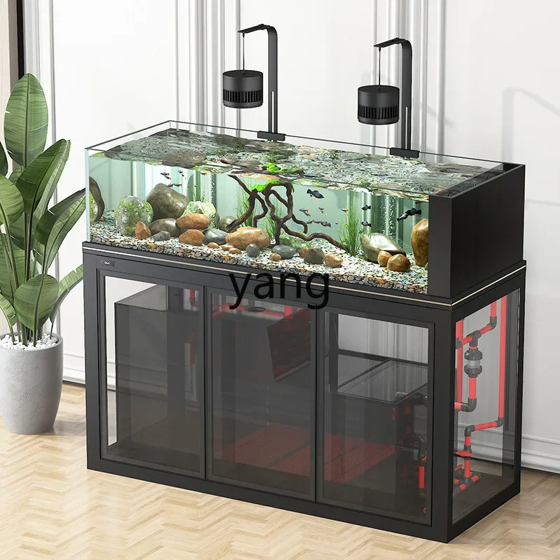 CX professional grade stream tank ultra-white glass living room floor to wall large bottom filter aquarium