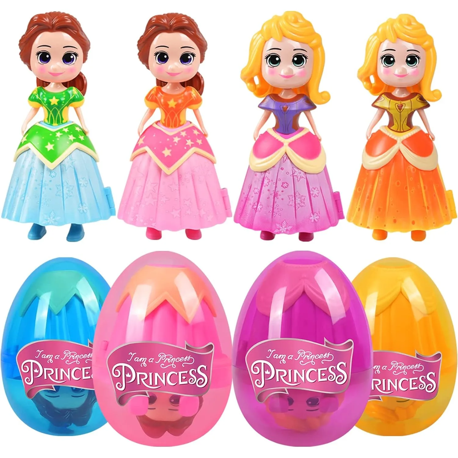 1/4 Pack Princess Deformation Prefilled Eggs Toys for Toddler Boys Girls Kids Basket Stuffers Gifts Easter Basket Filler Toys