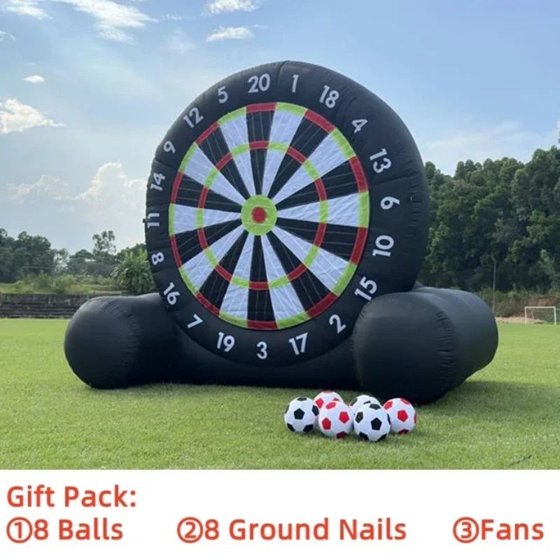 ลูกดอกฟุตบอลเป่าลม 10 ฟุตเป้าหมายกีฬากลางแจ้งเด็กเกมแบบโต้ตอบพ่อแม่และลูกกีฬาแบบพกพาความบันเทิง