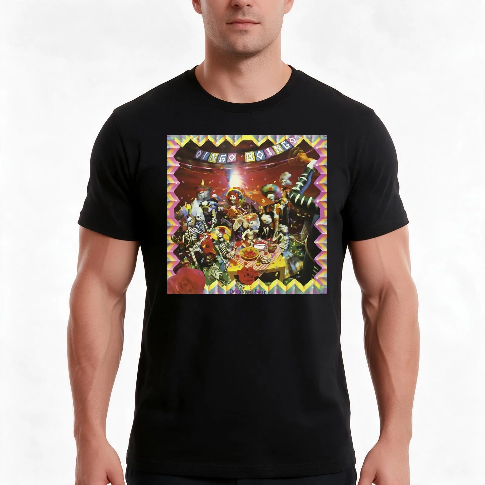 Oingo Boingo T-Shirt, Summer Casual Cotton Tee, Oversized Streetwear Tops, Vintage Graphic Print, Loose Fit Short Sleeve