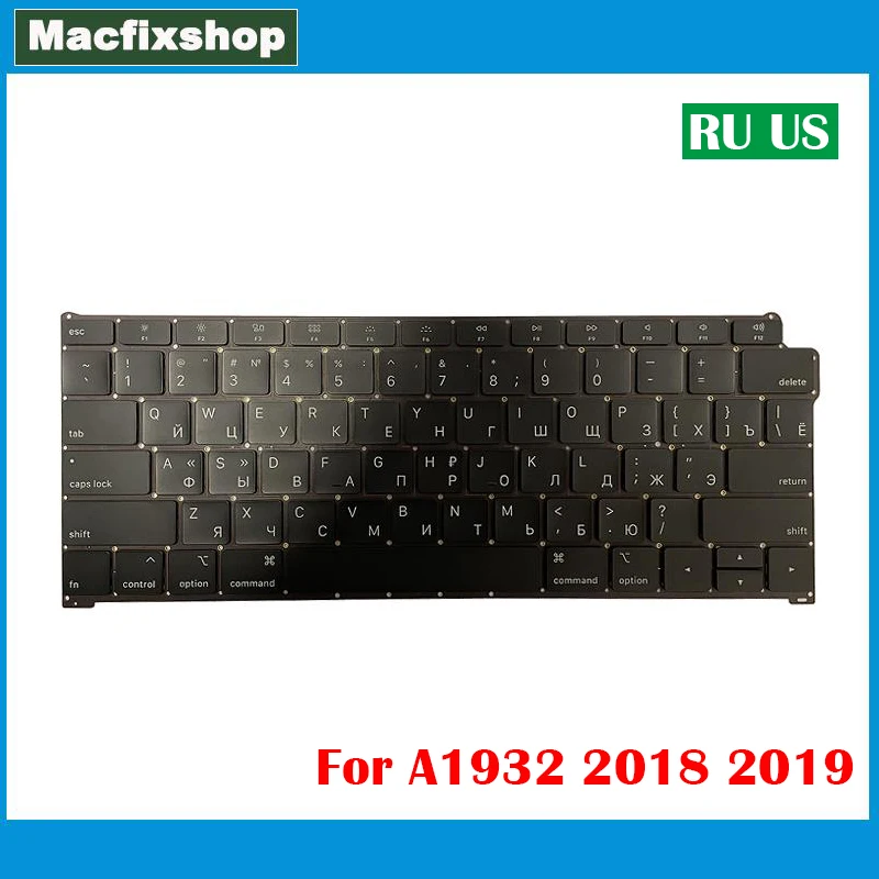 Laptop RU US A1932 Keyboard For MacBook Air 13 Inch Retina A1932 Russian Keyboards Backlight 2018 2019 EMC 3184 Vertical Enter