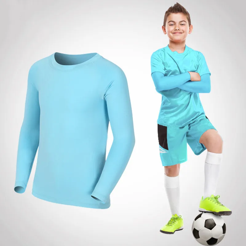 Niños niños niño niña corriendo camiseta larga Fitness deporte baloncesto fútbol al aire libre senderismo trotar montar ropa de fútbol J25