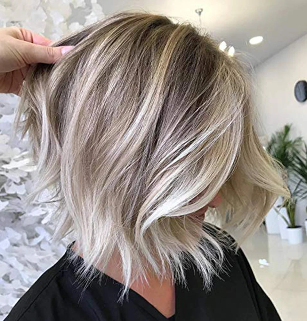 Curly Ombre Blond White Synthetic Wig Ombre Bob Wigs for Black White Women Bob Hairstyles for Women