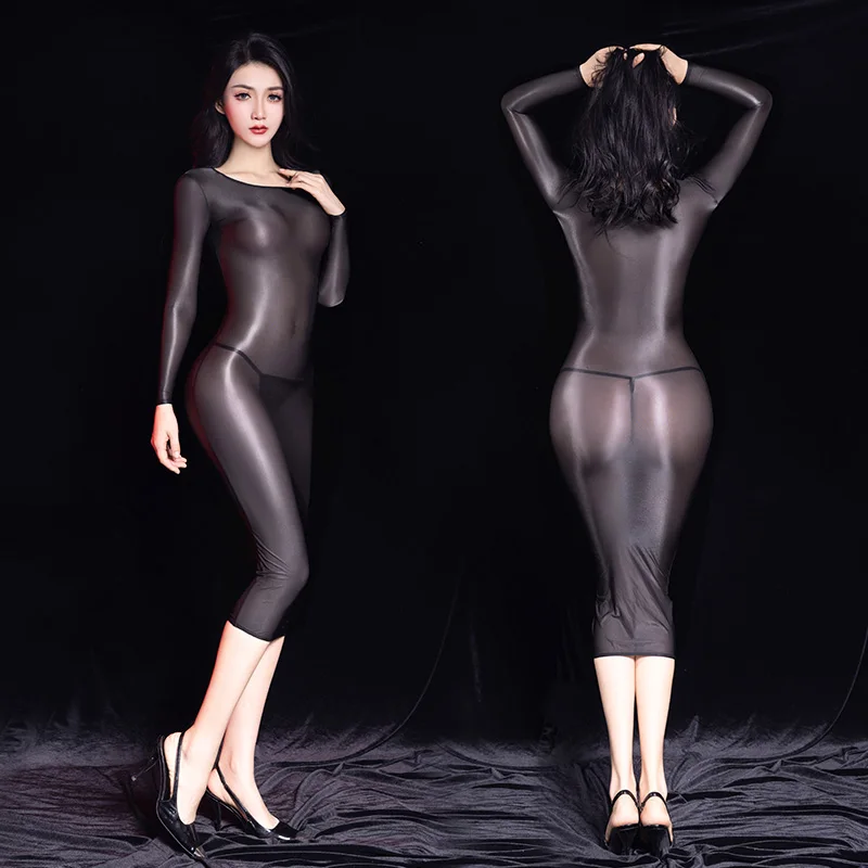 Sexy See Through Dress Women Sheer Bodycon Long Sleeves Nightdress Erotic Temptation Nightwear Clubwear Adults Sex Porn Costumes