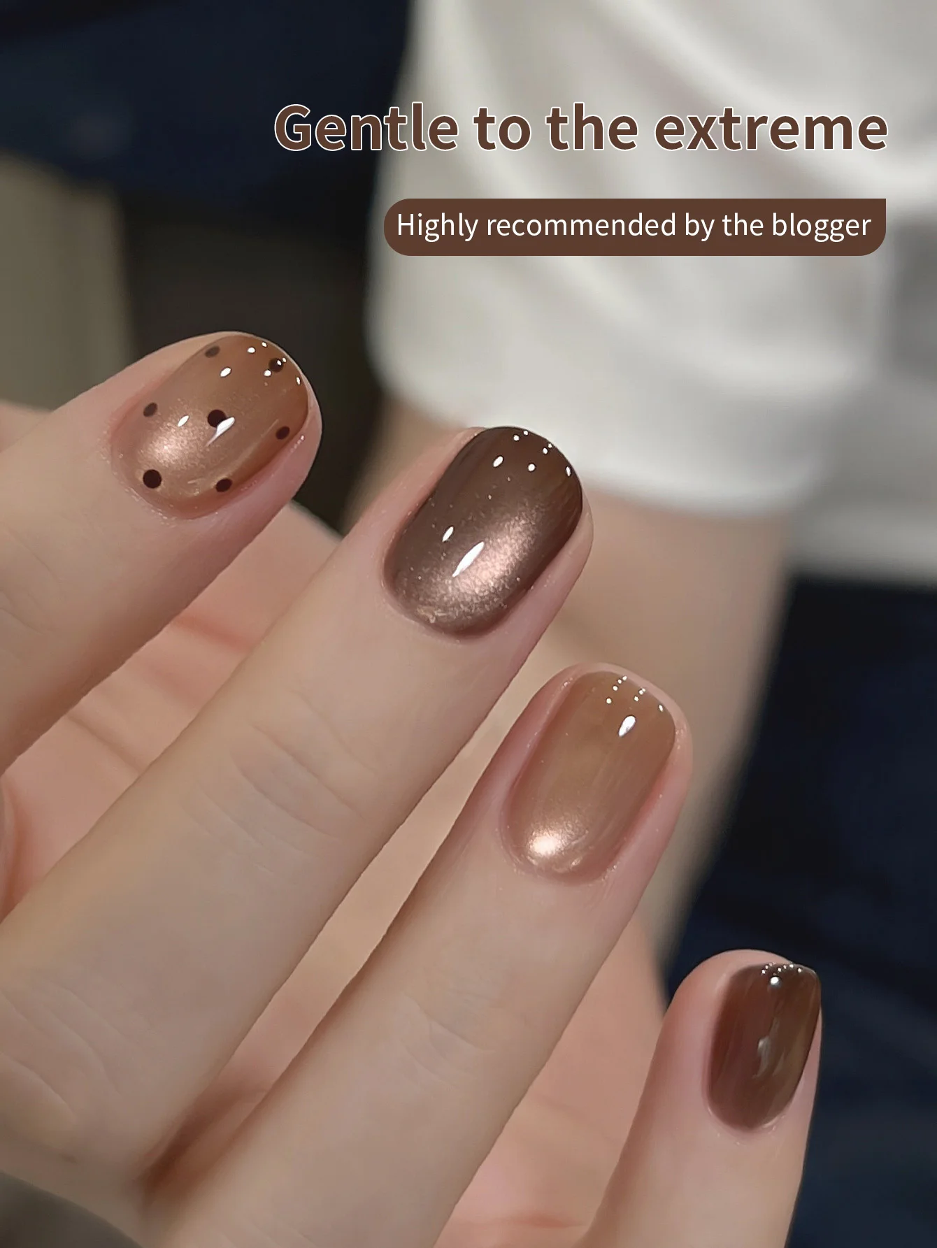 10ml 2 Bottles Lava Brown & Golden Silk Cat Eye Gel Set, Magnetic UV LED Soak-off Cat Eye Gel for Autumn Nail Art