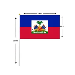10 Pcs/lot Haiti Hand Waving Flags 14x21cm Haiti Flag Wholesale