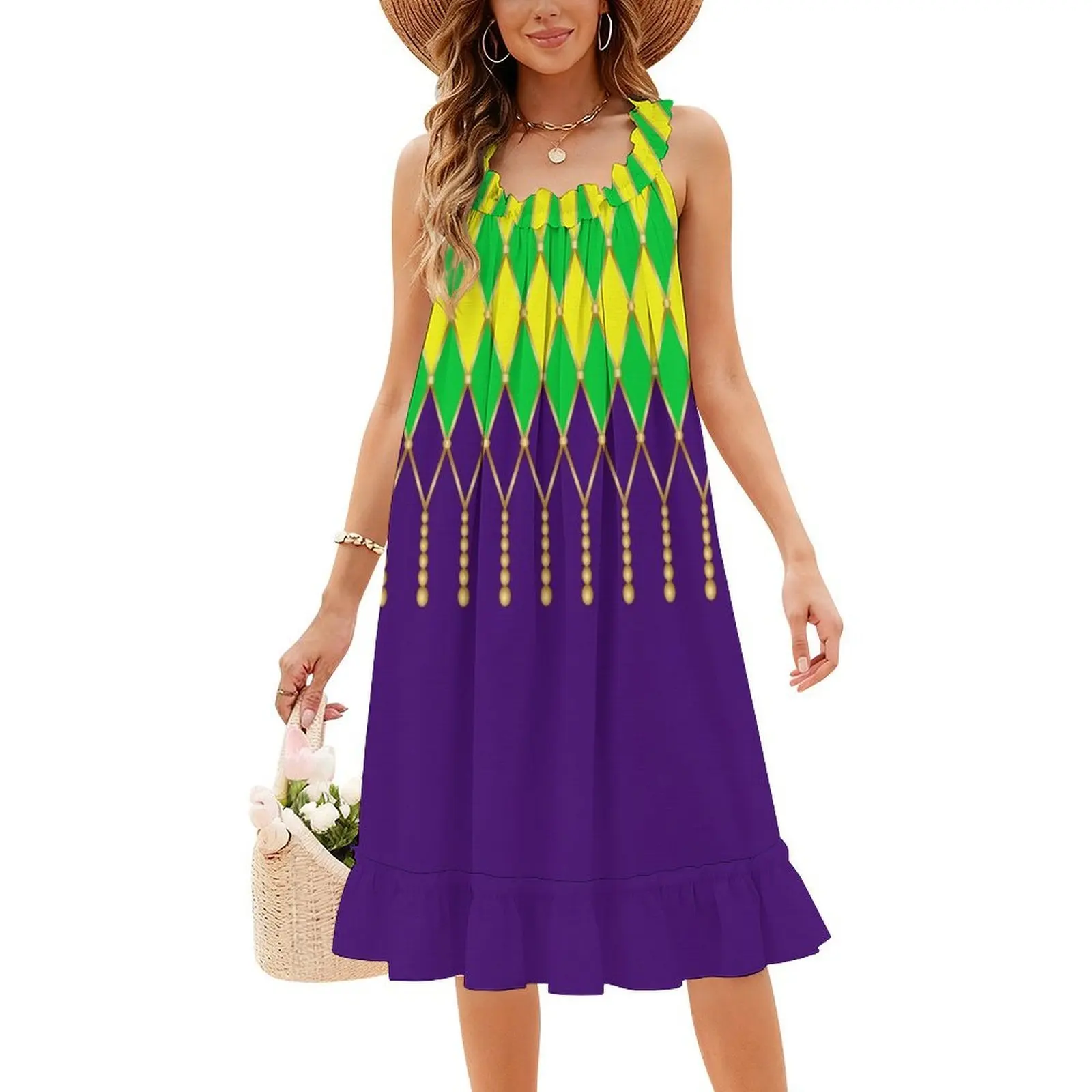 Mardi gras sexy vestido de férias para mulheres praia festa aniversário mini vestido brilhante carnaval geométrico ouro vestido gráfico para meninas