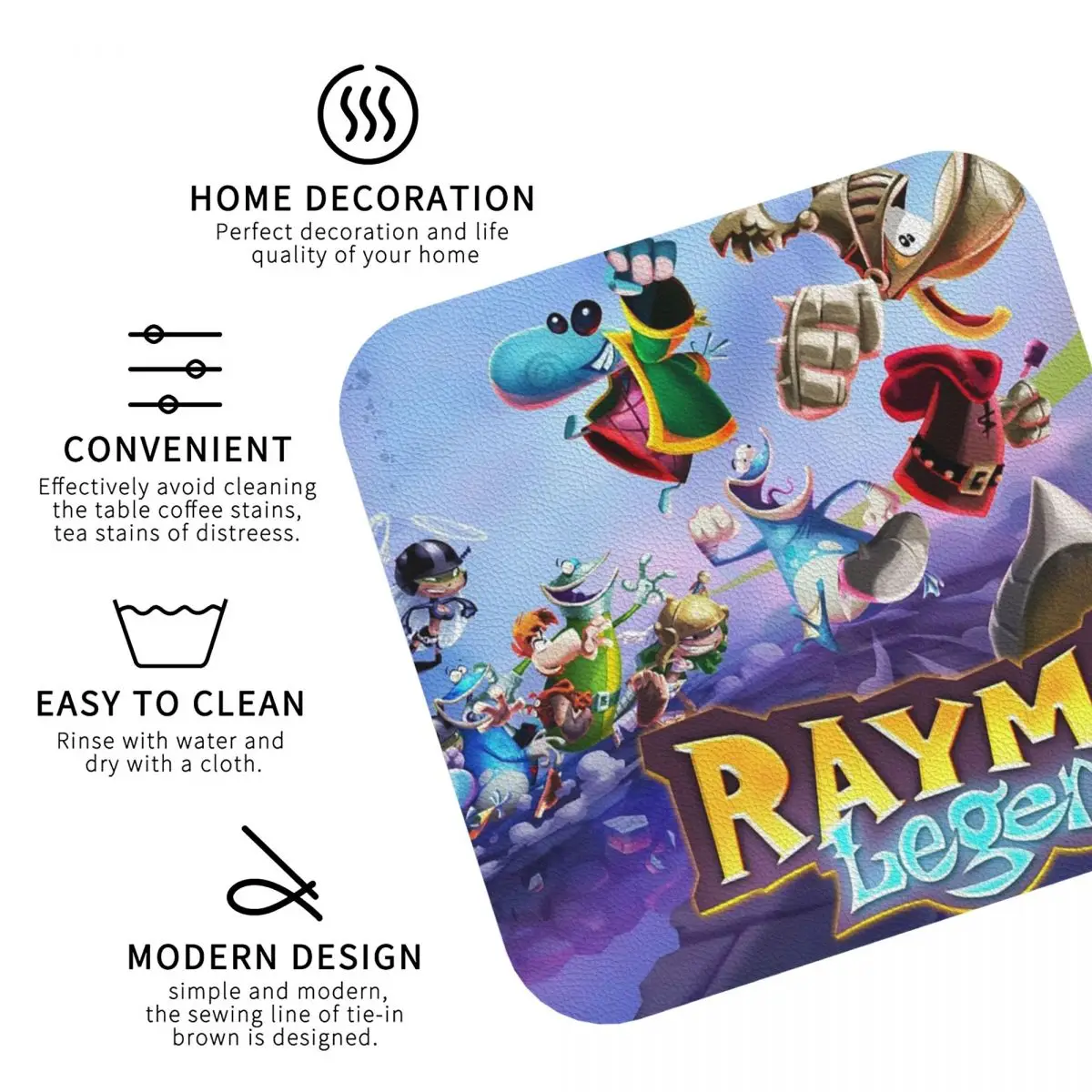 Cartoon Games Rayman Legends Coasters Kitchen Placemats Insulation Cup Coffee Mats For Decor Home Tableware Pads Set of 4