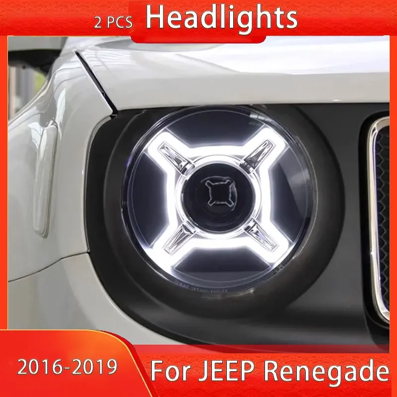 

LED Headlights For JEEP Renegade Headlight 2016-2019 LED Head Lights DRL Turn Signal Projector Lens Auto Accessori