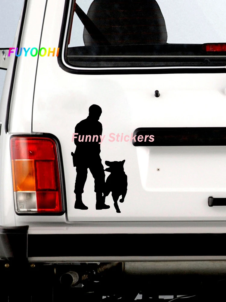 FUYOOHI Play Stickers Die-Cut Decal K9 Police Dog Car Sticker Waterproof Auto Decors on Car Body Bumper Rear Window Pegatina