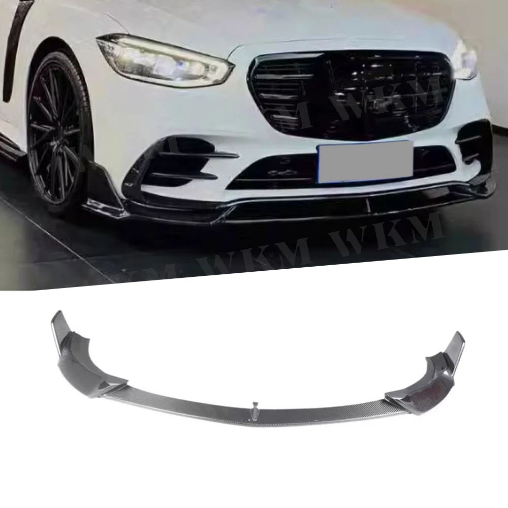 

Carbon Fiber 3PCS Front Bumper Lip Spoiler Front Lip Chin Apron Diffuser Bodykit For Benz S Class W223 S450 S500 Sport 2021-2023