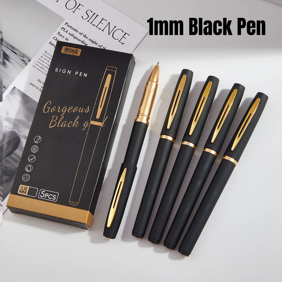 5 Stück/Packung Gelschreiber mit großer Kapazität, 0,5/0,7/1,0 mm Spitze, schwarze Tinte, Unterschriftenstift, Schreiben, Business, Bürobedarf, Schule, Schreibwaren – Detail 8