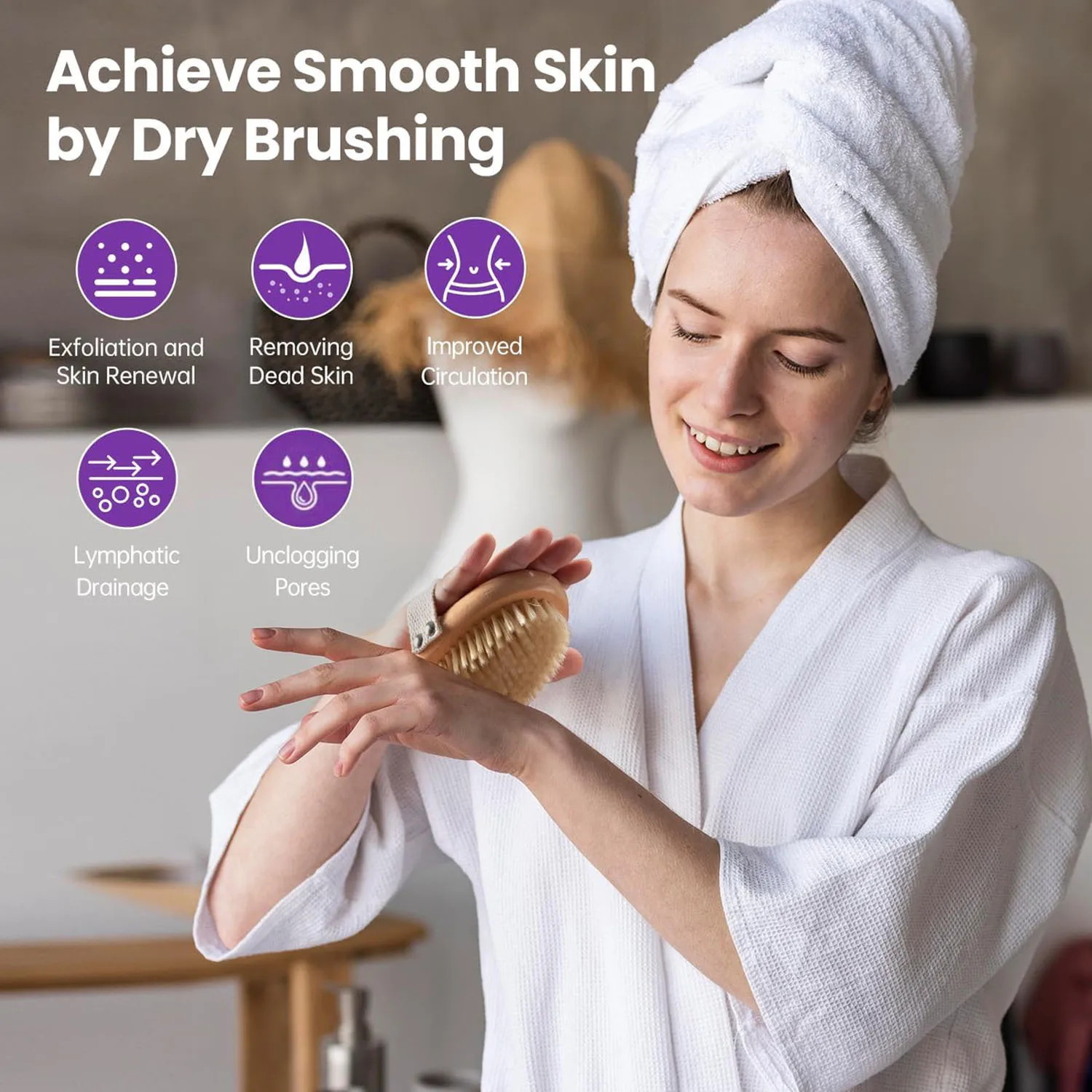 SPA Wooden Body Brush Natural Boar Bristle Organic Dry Skin Body Brush Bamboo Wet Back Shower Brushes Exfoliating Bathing Brush