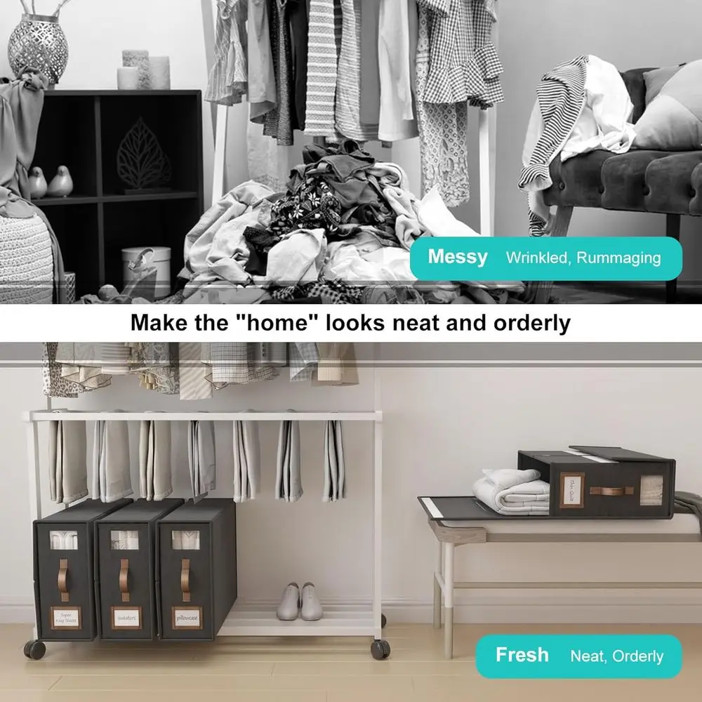 Organizer na pościel Cal King z uchwytem do przechowywania pościeli - czarny