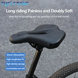 Shockproof Hollow Breathable Bicycle Saddle - Lightweight Non-Slip PU Leather Cycling Seat Cushion for MTB Road Bike Accessories