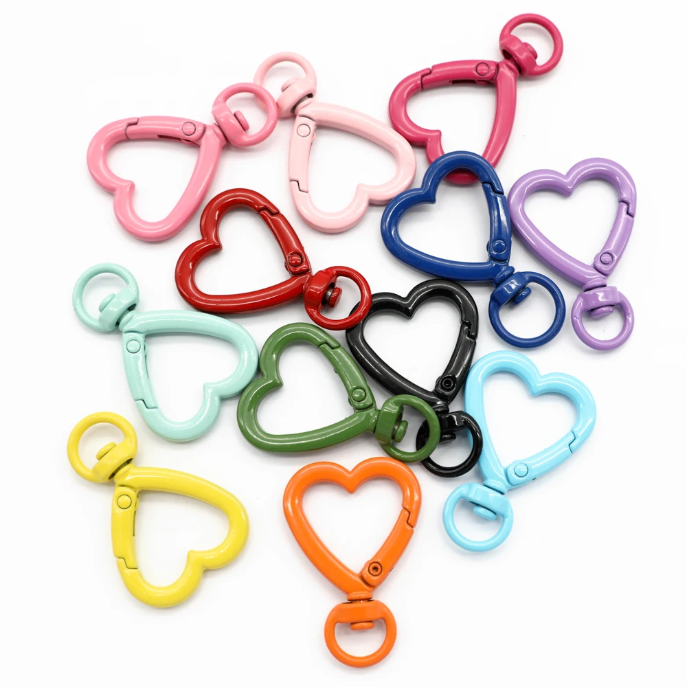 5pcs Heart Shape Trigger Clips Buckles Spring Buckle Snap Hook Lobster Clasp Hooks Split Key Ring For Diy Keychain Accessories