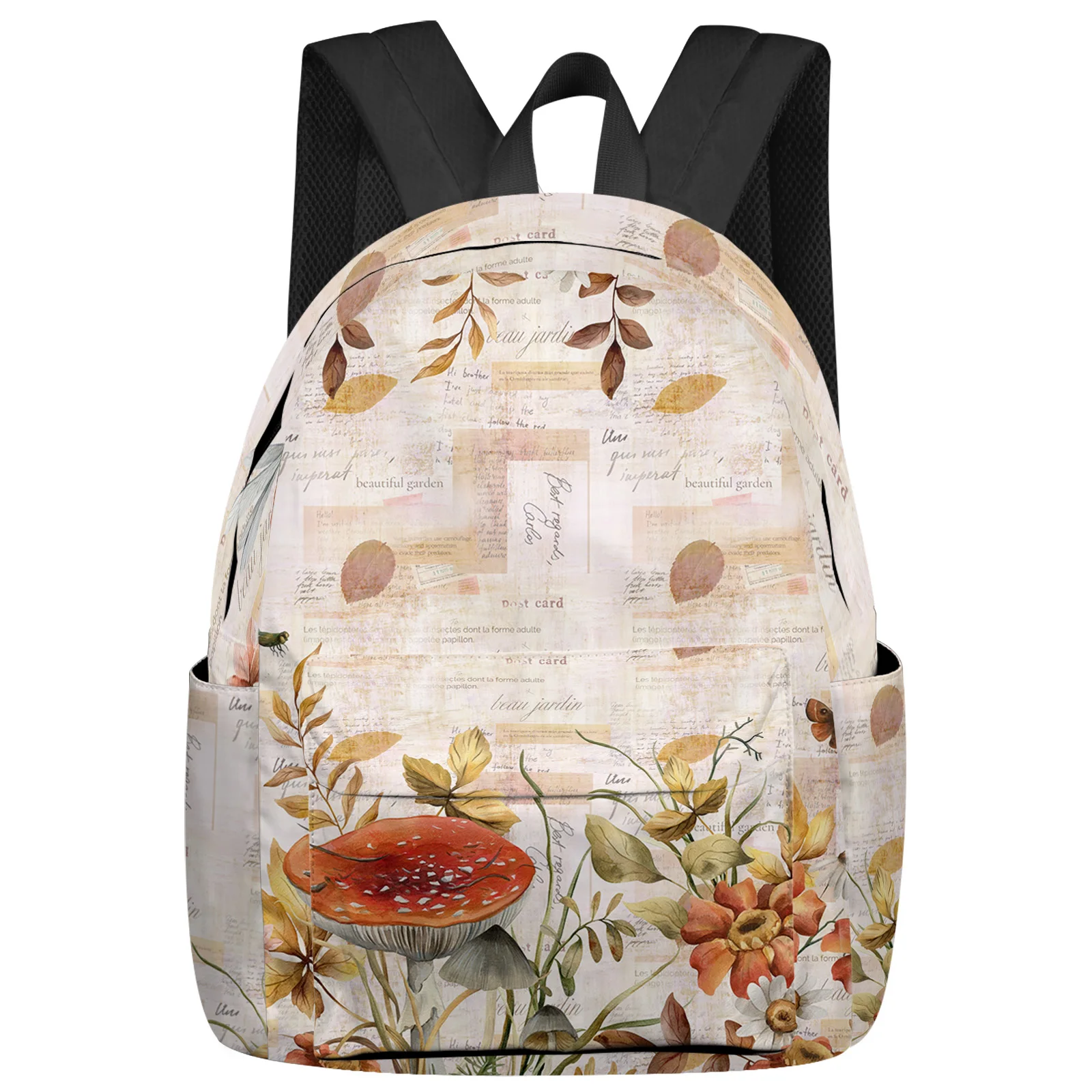 Autumn Mushroom Flower Butterfly Dragonfly Women Man Backpacks Waterproof School Backpack For Student Boys Girls Bags Mochilas