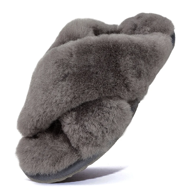 

Новинка 2026, женские тапочки из натуральной шерсти, теплая домашняя обувь из овечьего меха, модные повседневные женские домашние тапочки