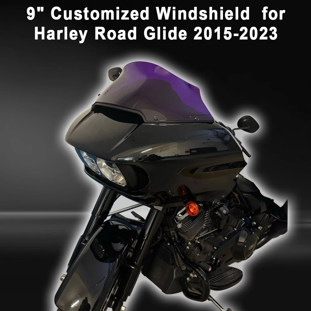 Motocykl 9-calowa żółta przednia szyba przednia deflektor szyby przedniej pokrywa dla Harley Davidson Road Glide FLTRX 2015-2023