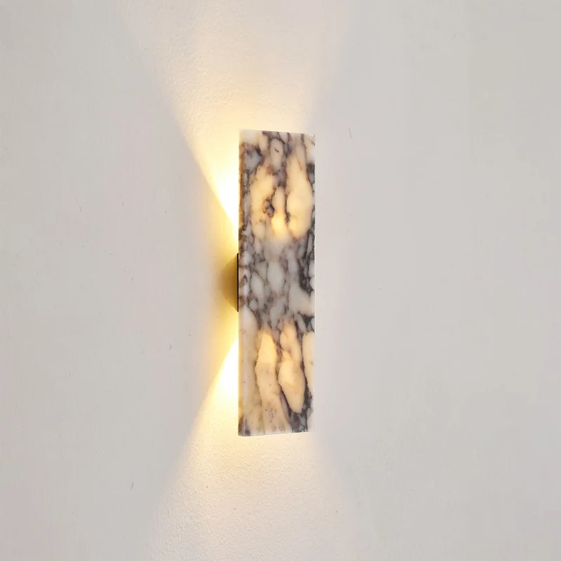 Outdoor Waterproof LED Wall Light Fixture Nordic Modern Foyer Corridor Vanity Wabi Sabi Rectangle Marble Stone Bedside Lamp