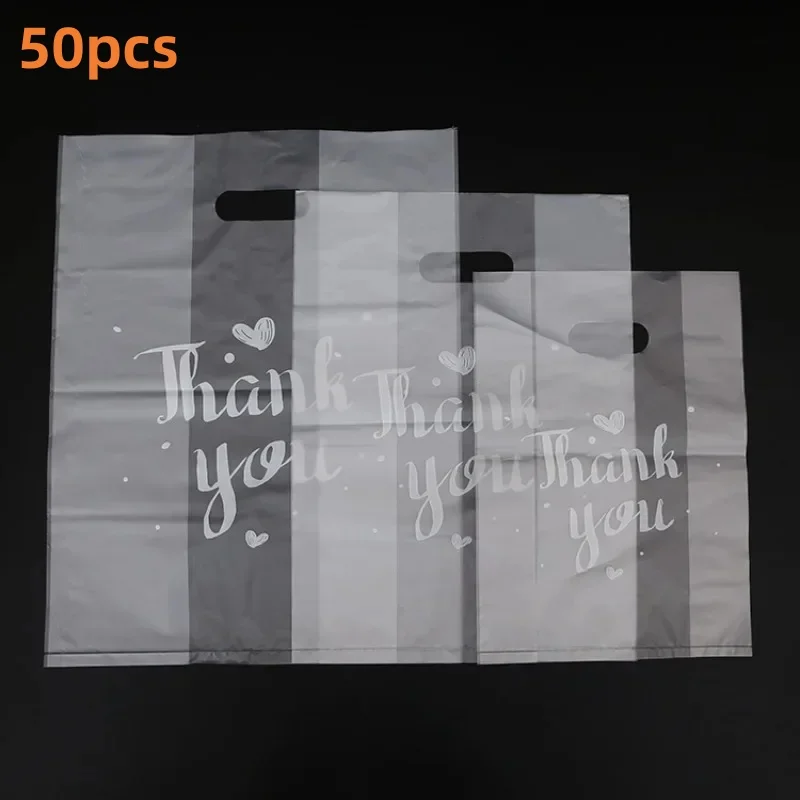 Dankeschön-Geschenktüten aus Kunststoff für Weihnachten, Hochzeit, Geburtstag, Party, Süßigkeiten, Kekse, Verpackungsbeutel, transparente Brot-Handtasche, 50 Stück