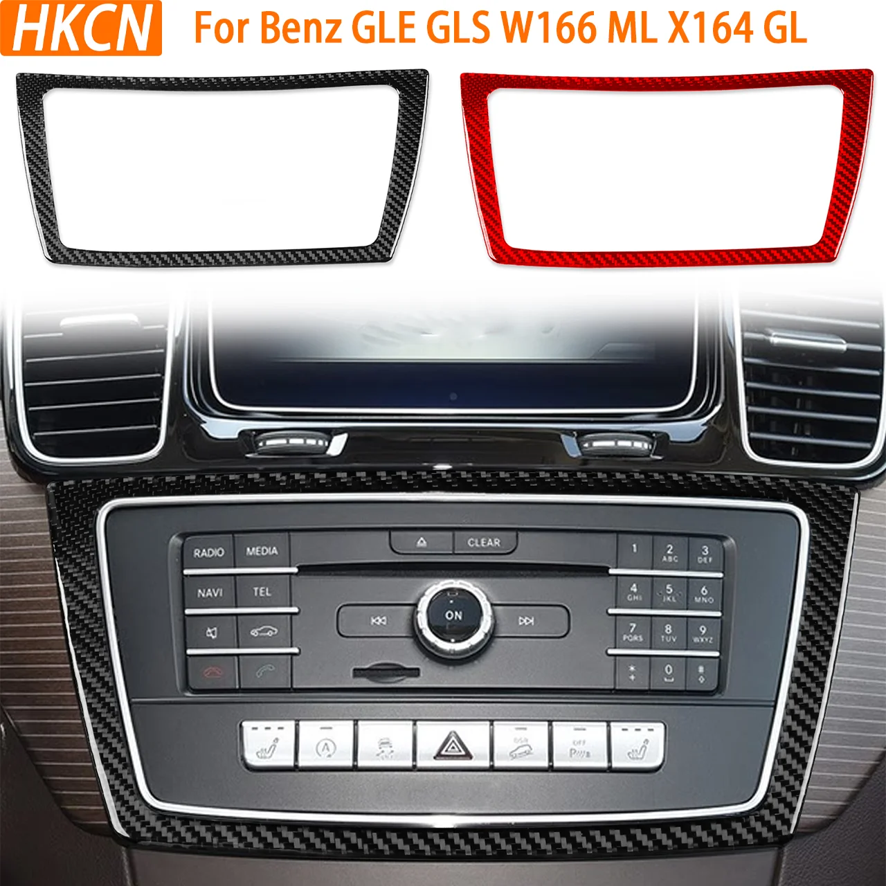 

For Mercedes-Benz GLE GLS W166 ML X164 GL Carbon Fiber Central Control Radio CD Panel Car Interior Accessory Decorative Stickers