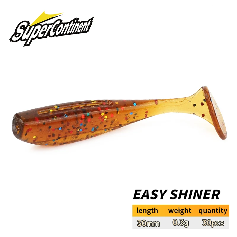 Supercontinente um iscas de pesca shad iscas macias 3cm/30 pçs fácil brilho uv isca artificial silicone pesca t cauda wobblers