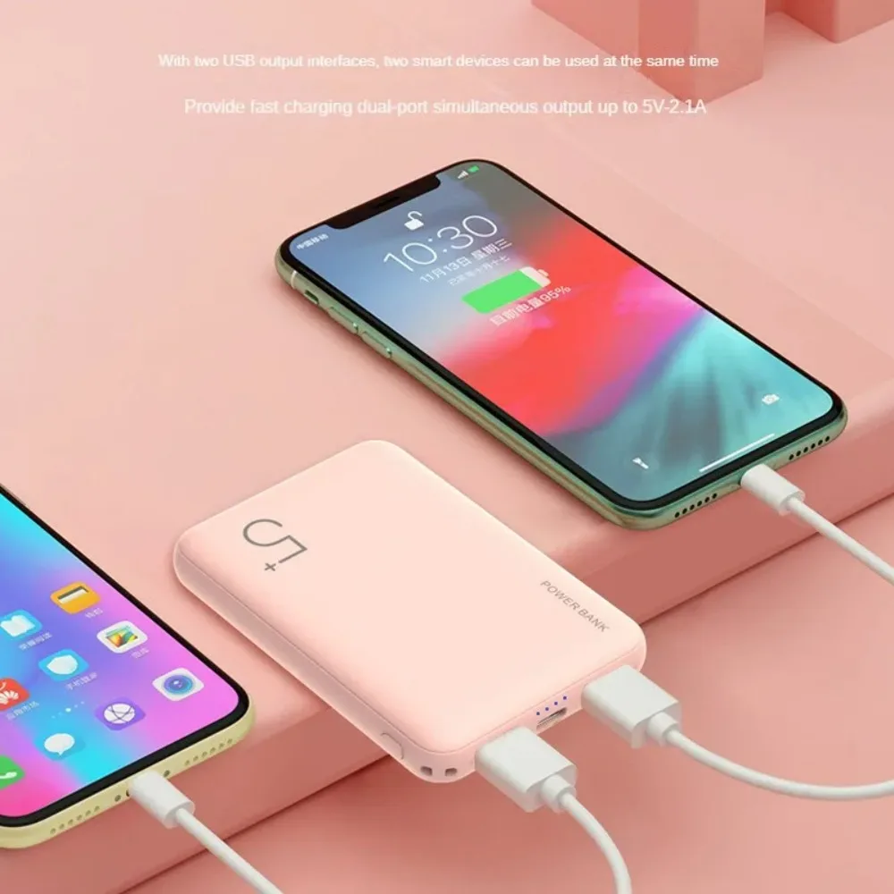 Candy Color Lightweight Power Bank 5000mAh Portable Charger FAST Charging Poverbank for Apple IPhone Huawei Samsung Xiaomi