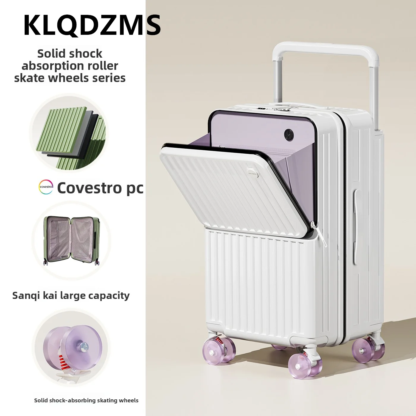 KLQDZMS High Quality Suitcase Front Opening Boarding Case Laptop Trolley Case 20