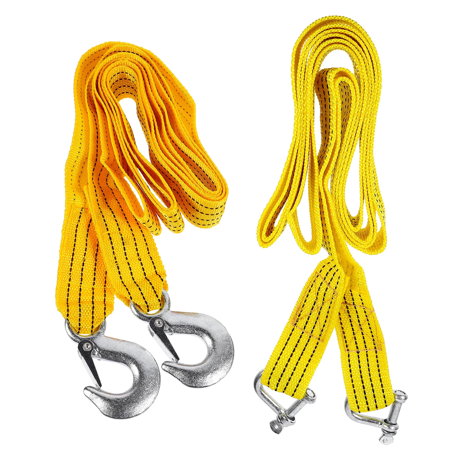 

2pcs Fluorescent Tow Rope Nylon Stainless Steel Heavy Duty Car Traction Rope For Vehicle Trailer Emergency Rescue Tow Strap