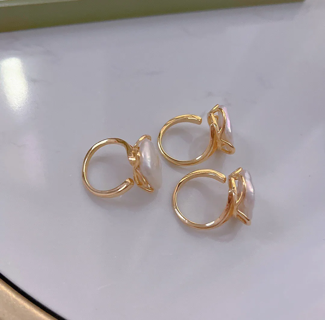 Hot Sell 100% Natural Baroque Freshwater Pearl 14K Gold Filled Female Ring Original Jewelry For Women Gifts No Fade