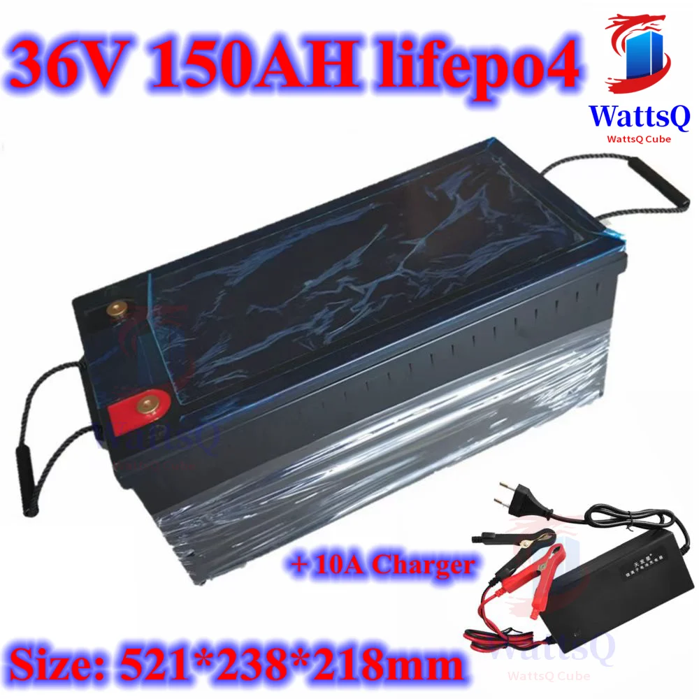 

waterproof 36V 150AH lifepo4 lithium battery BMS for 3000w tricycle UPS vehicle scooter boat camping + 10A Charger