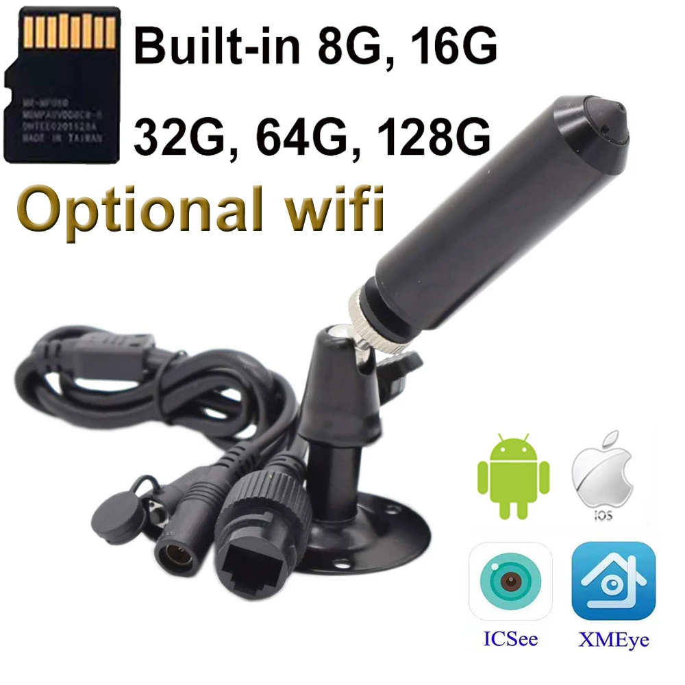 SD Card 1080P H.265 P2P Network Wifi IP Camera Security Mini Bullet Web Camera 3.7mm Pin Hole CCTV Surveillance RTSP FTP Icsee